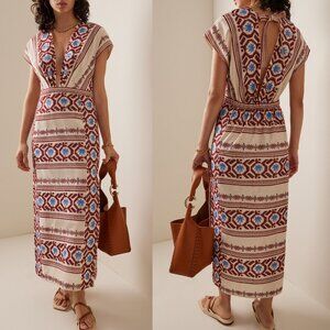 Johanna Ortiz Abasca Embroidered Midi Dress in Ecru 2